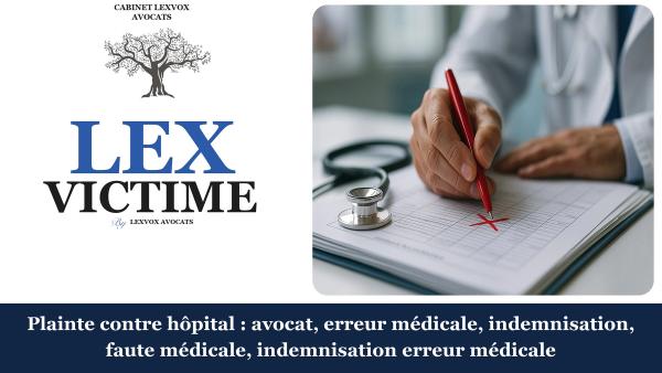 Plainte contre hôpital : avocat, erreur médicale, indemnisation, faute médicale, indemnisation erreur médicale