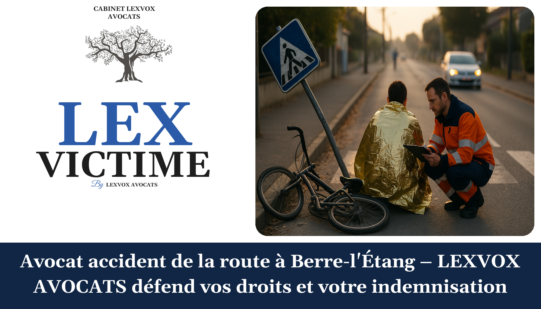 Un homme en veste orange aide une personne assise sur le sol, recouverte d'une couverture dorée, près d'un vélo.