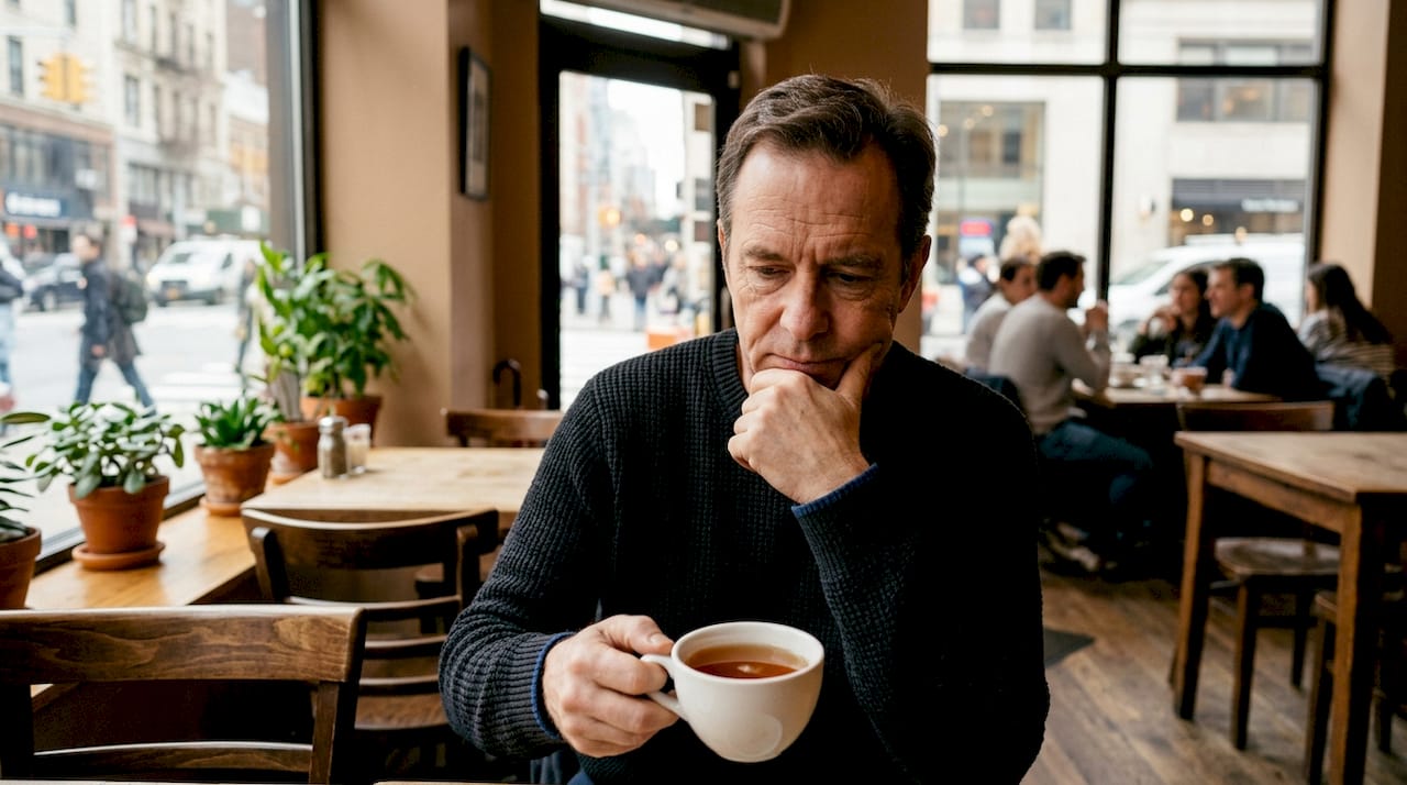 Un homme en pleine introspection face aux conséquences psychologiques d’un traumatisme