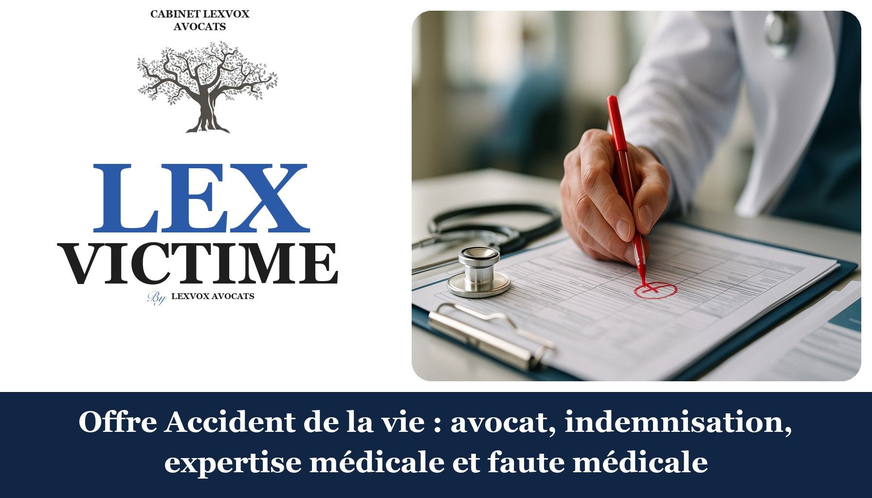 Offre Accident de la vie : avocat, indemnisation, expertise médicale et faute médicale