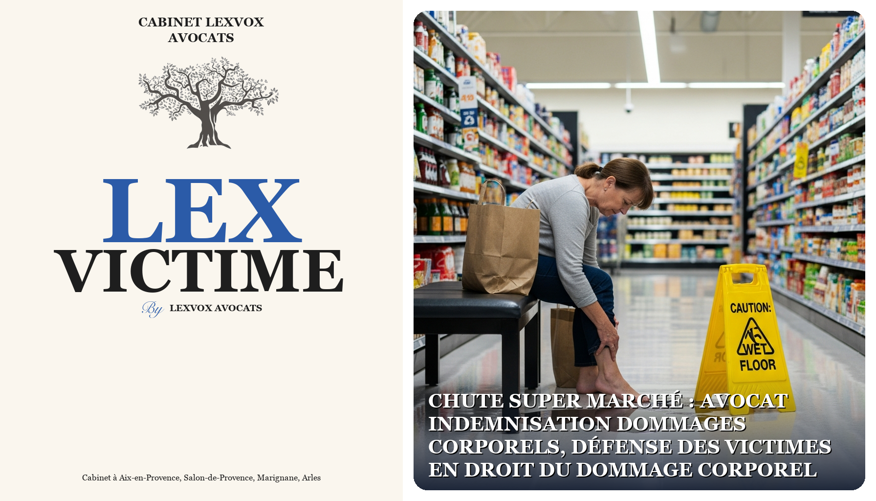 Chute super marché : avocat indemnisation dommages corporels, défense des victimes en droit du dommage corporel