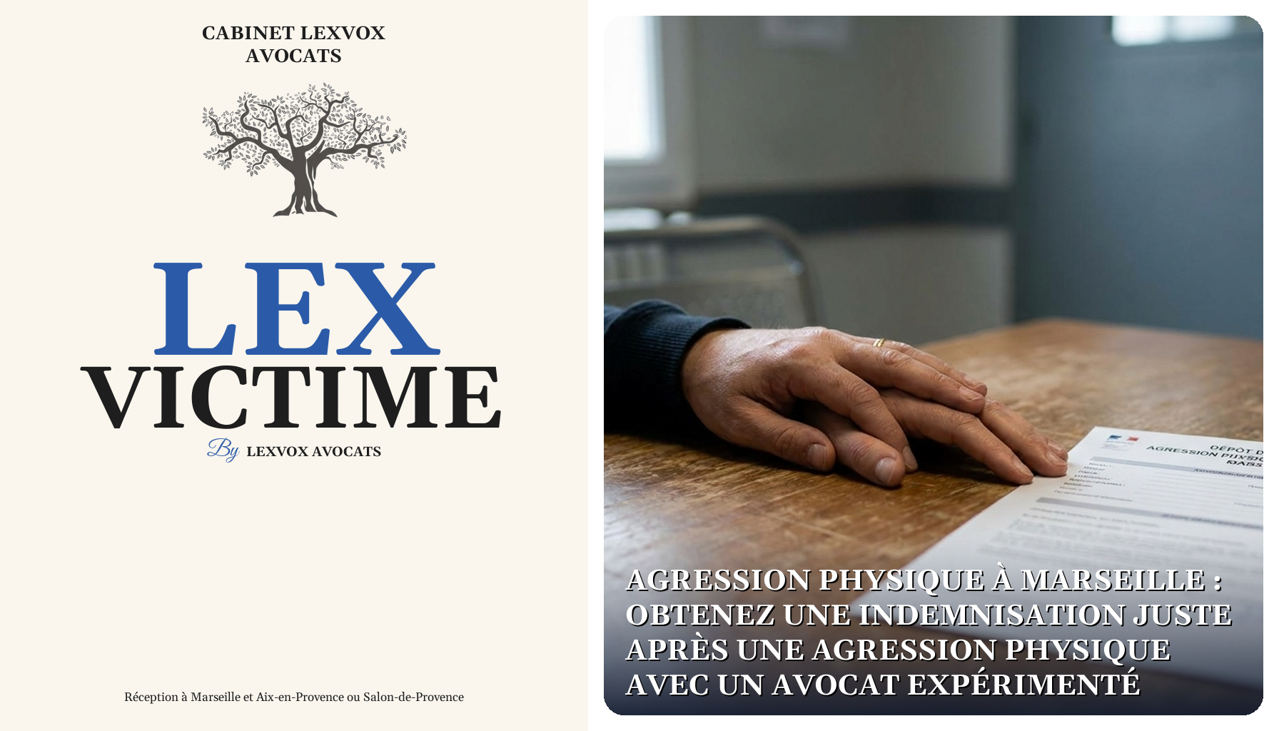 Les mains d'une personne reposent sur une table en bois, près d'un document officiel, dans une pièce sobre.