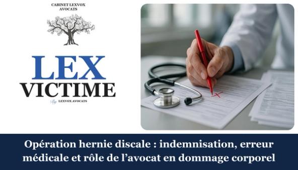 Opération hernie discale : indemnisation, erreur médicale et rôle de l’avocat en dommage corporel