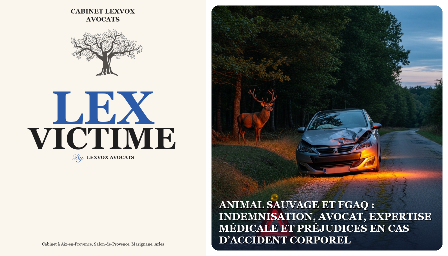 Animal sauvage et FGAQ : indemnisation, avocat, expertise médicale et préjudices en cas d’accident corporel