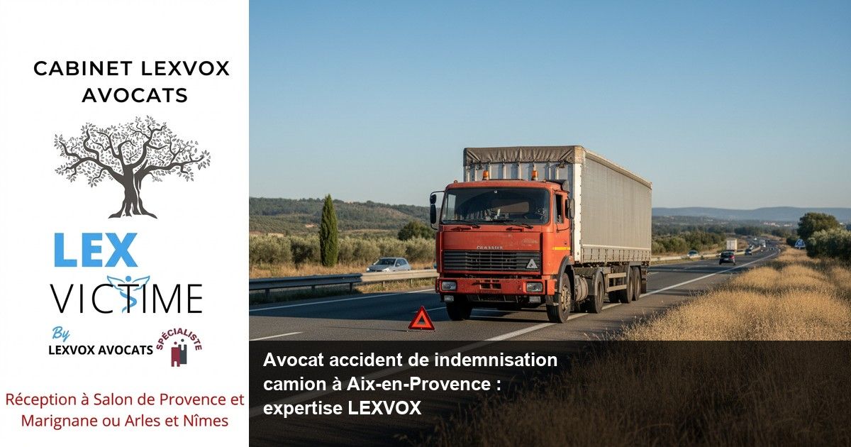 Indemnisation après un accident de camion ou un accident de la route à Aix-en-Provence : obtenir une indemnisation de son préjudice corporel et de son préjudice moral en droit du dommage corporel, au service de l’indemnisation des victimes d’accident corporel
