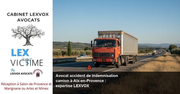 Indemnisation après un accident de camion ou un accident de la route à Aix-en-Provence : obtenir une indemnisation de son préjudice corporel et de son préjudice moral en droit du dommage corporel, au service de l’indemnisation des victimes d’accident corporel