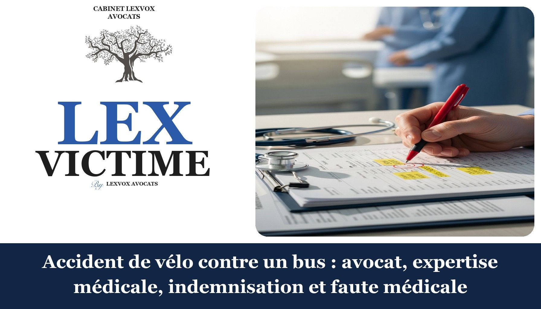 Accident de vélo contre un bus : avocat, expertise médicale, indemnisation et faute médicale