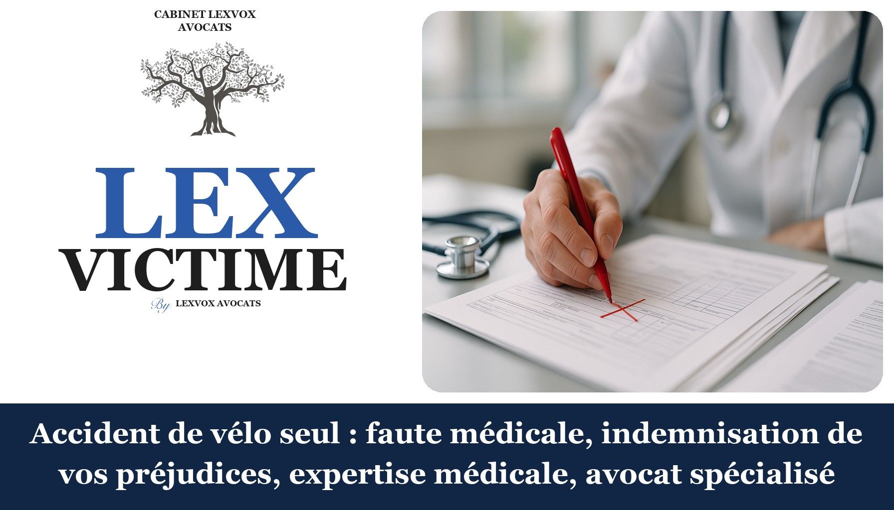 Accident de vélo seul : faute médicale, indemnisation de vos préjudices, expertise médicale, avocat spécialisé