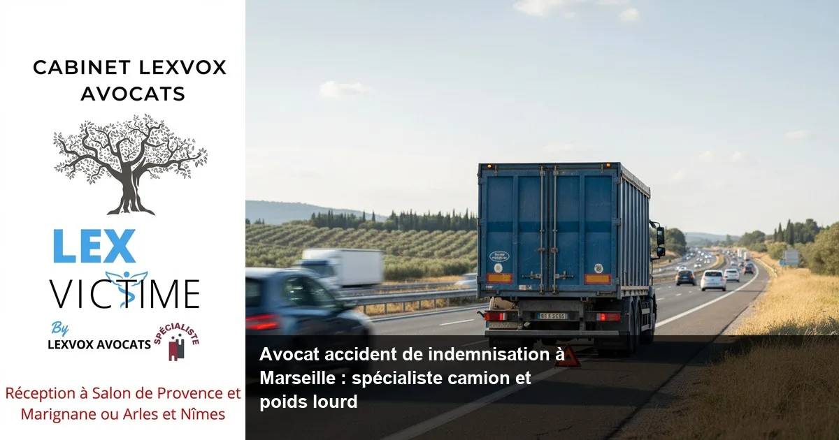 Accident de camion à Marseille : indemnisation après un accident de la route, obtenir une indemnisation des victimes d'un accident corporel et réparer le préjudice corporel comme le préjudice moral en droit du dommage corporel
