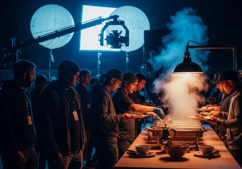 Gece film çekiminde ekibe sıcak yemek servisi