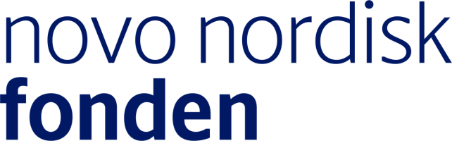 Logo med teksten novo nordisk fonden i mørkeblå bogstaver