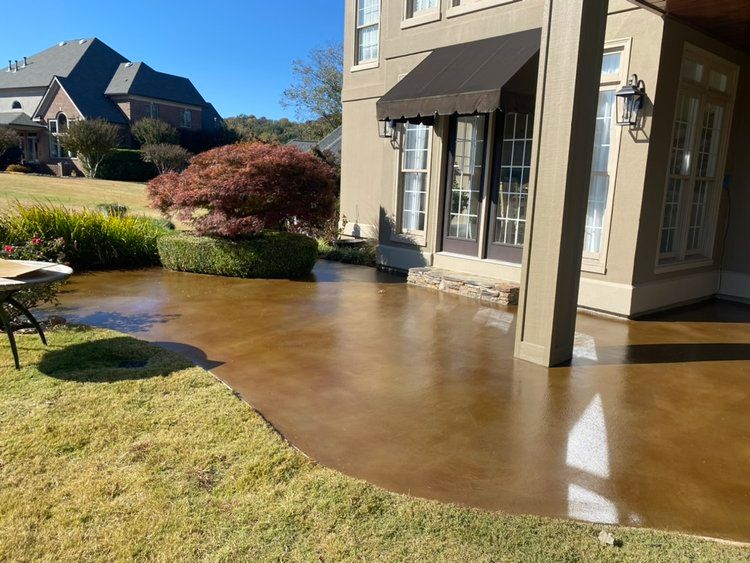 Decorative concrete patio with intricate patterns