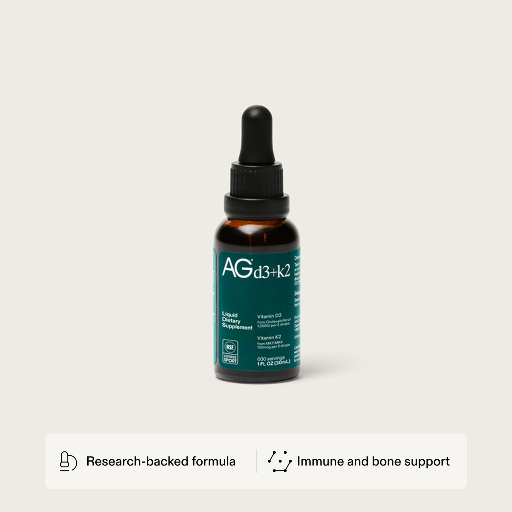 AG1 Vitamin D3 + K2 Liquid Drops