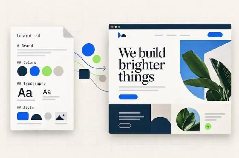 Cover Image featuring a brand mark down file with four  brand colors and a mockup website