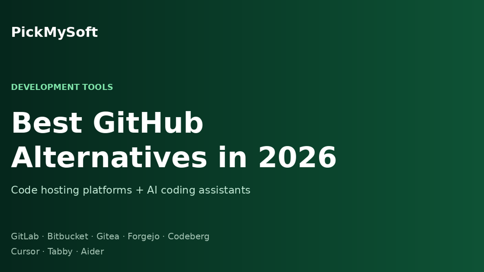 PickMySoft guide to the best GitHub alternatives in 2026 for code hosting and AI coding assistance