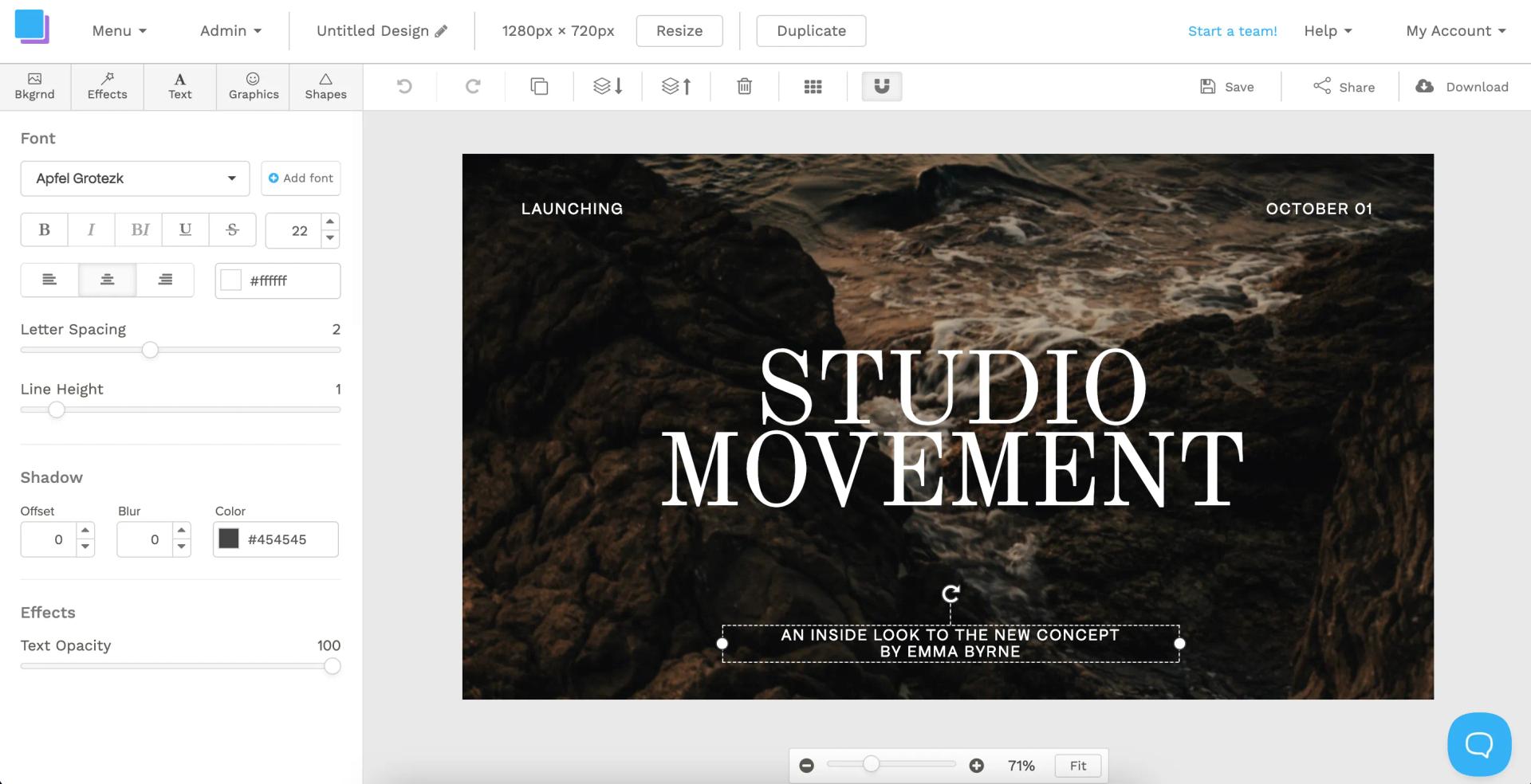 Snappa thumbnail editor with text controls beside a promotional design