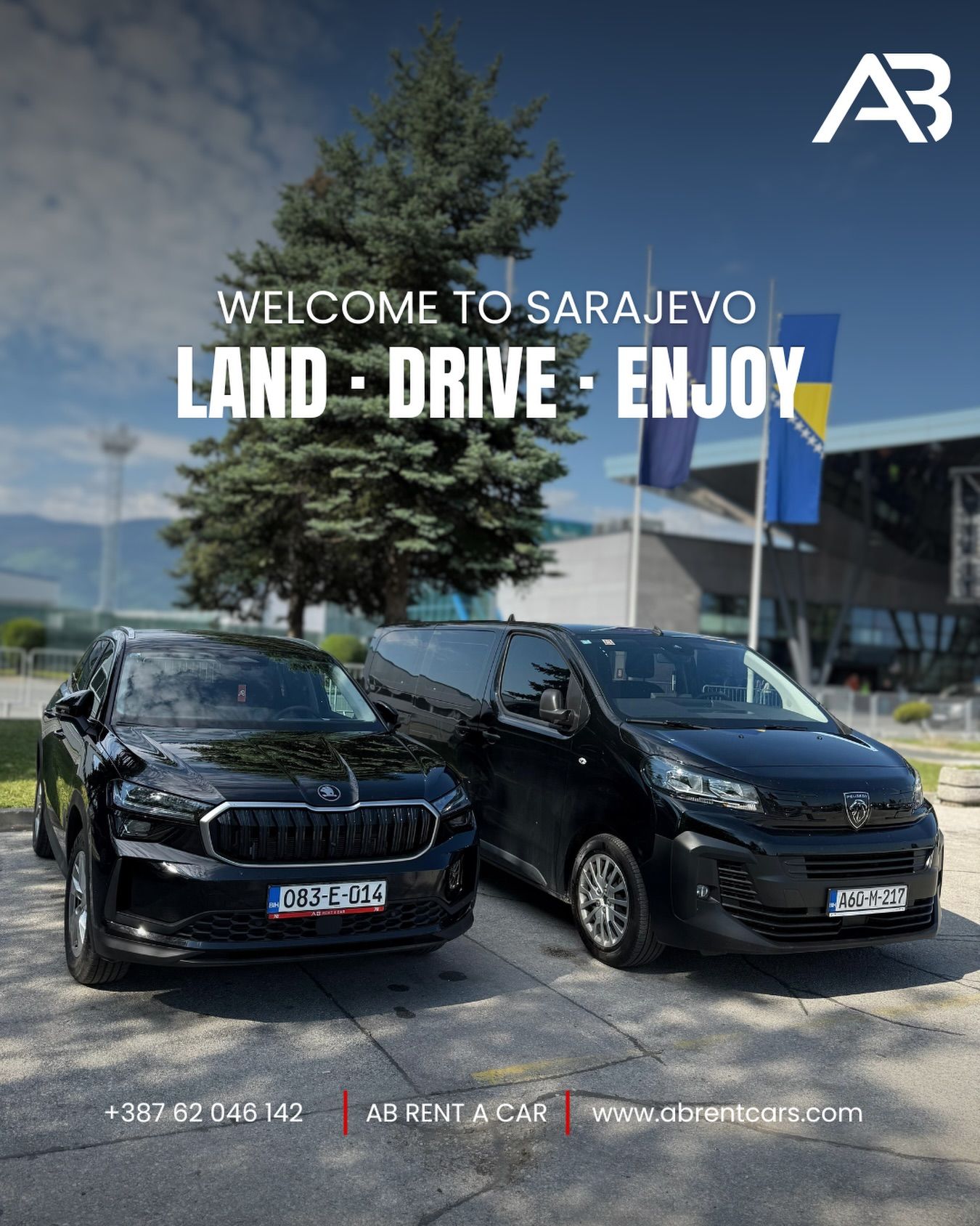 Rental car for the drive from Sarajevo Airport to the city centre