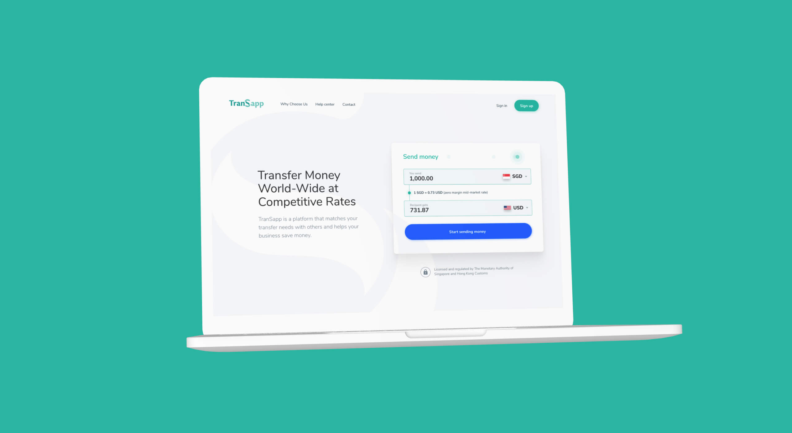 Transapp - Singapore money transfer platform & business app project preview