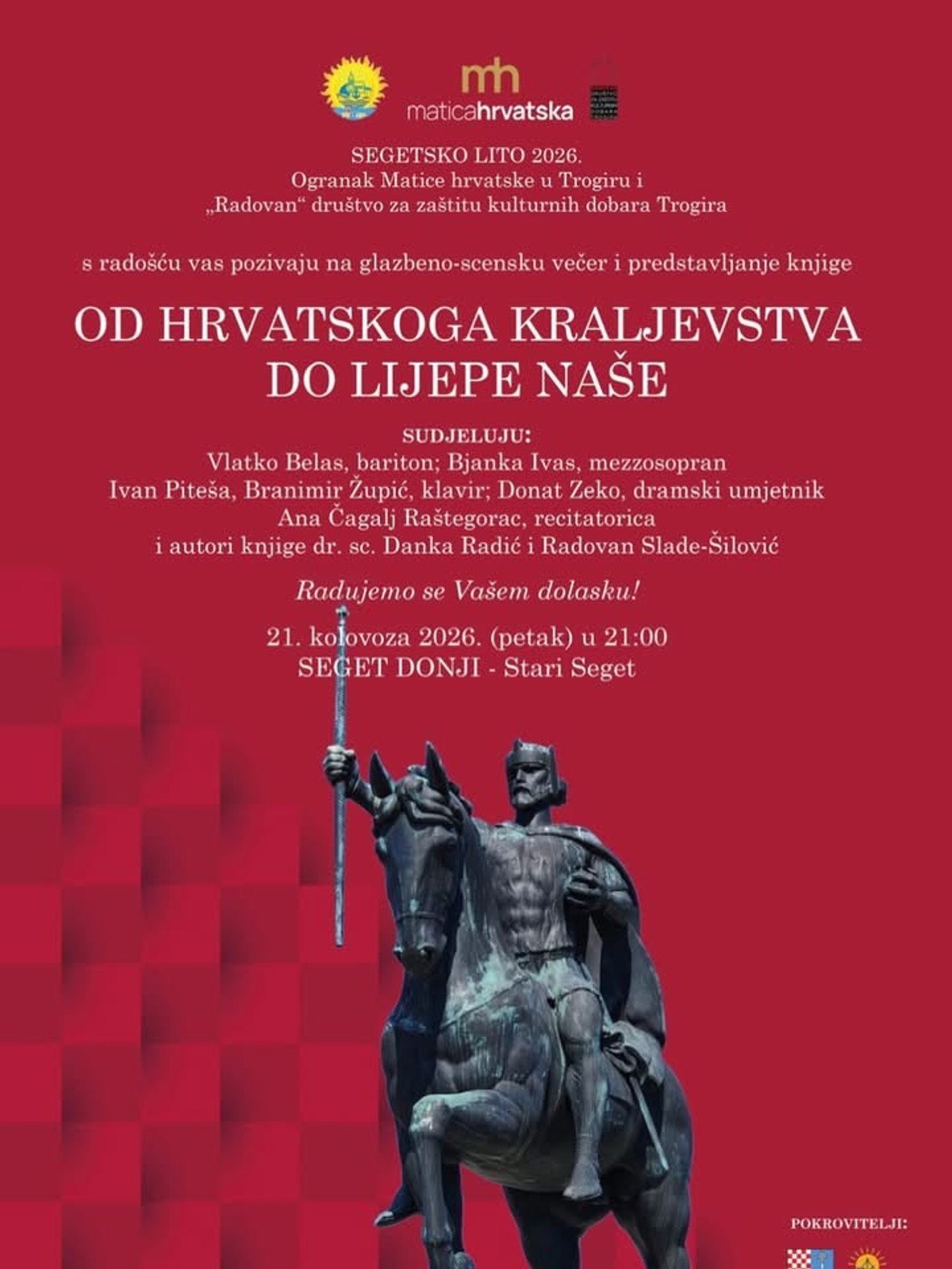 Glazbeno-scenska večer u Starom Segetu: 'Od Hrvatskoga Kraljevstva do Lijepe naše'