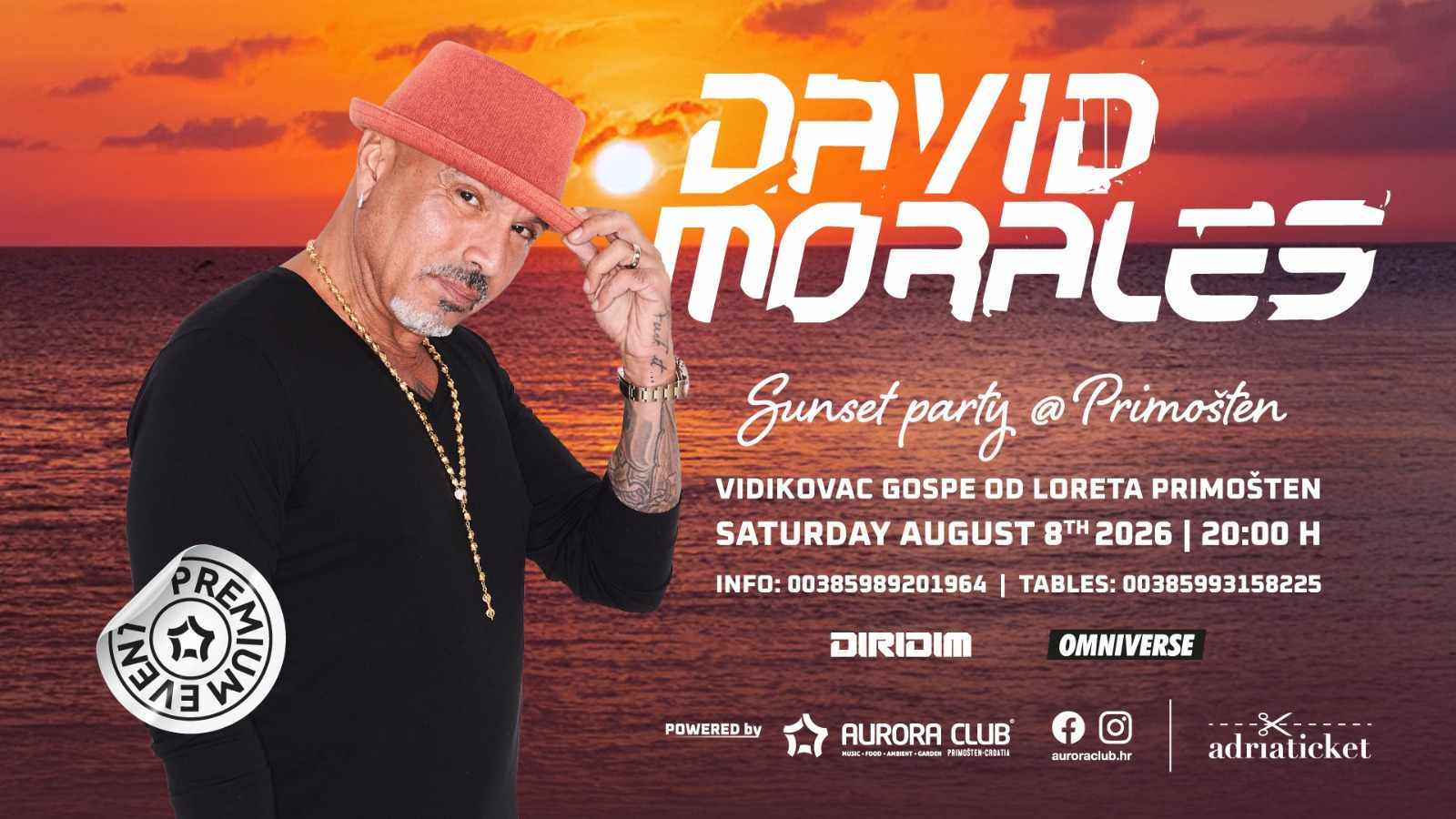David Morales stiže na Vidikovac Gospe od Loreta: Sunset party koji će obilježiti ljeto u Primoštenu
