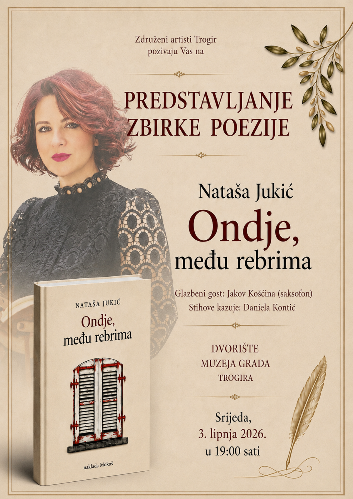Predstavljanje zbirke poezije 'Ondje, među rebrima' Nataše Jukić u trogirskom Muzeju