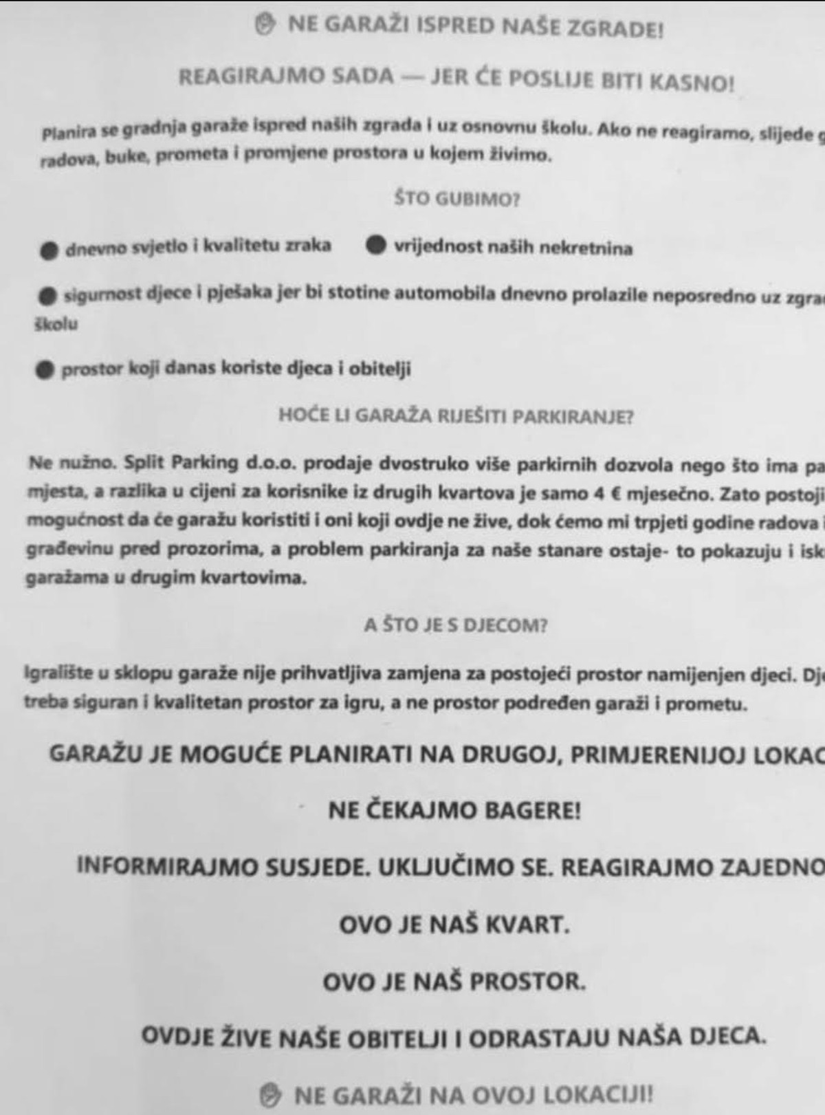 Na Plokitama prijepor oko najavljene izgradnje javne garaže