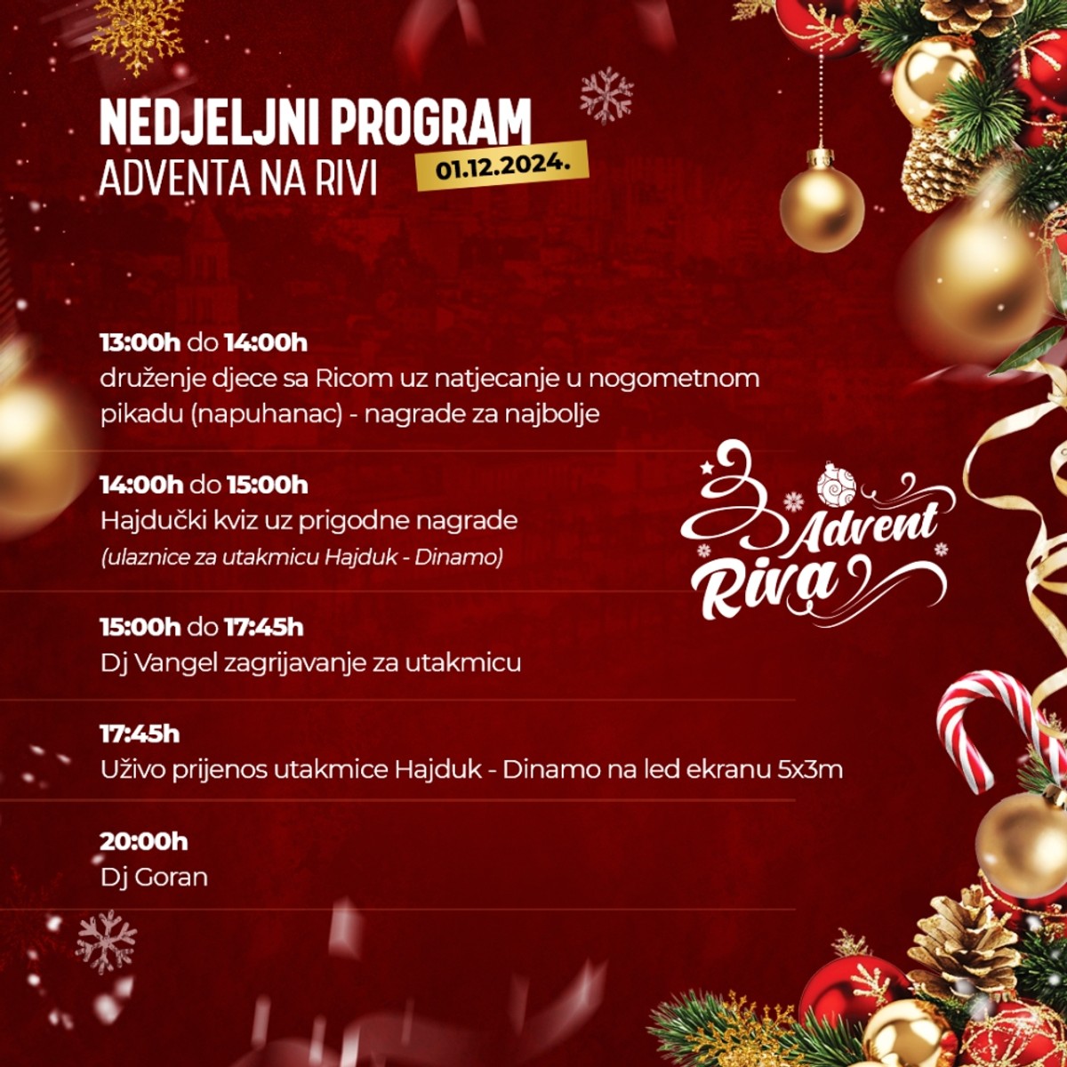 Sutra počinje Advent na Rivi, sve je u znaku poljudskog derbija