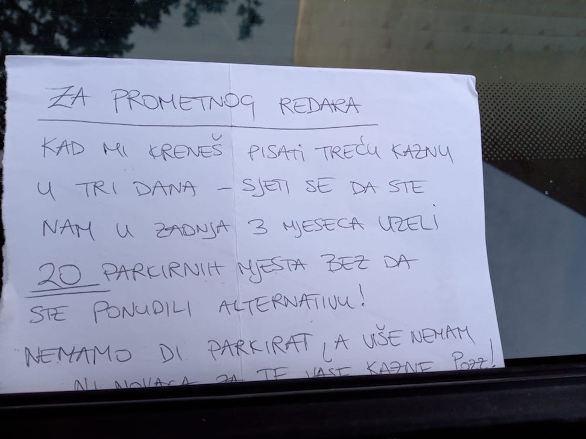 U SPLITU: Ostavio poruku prometnom redaru koji mu stalno piše kazne