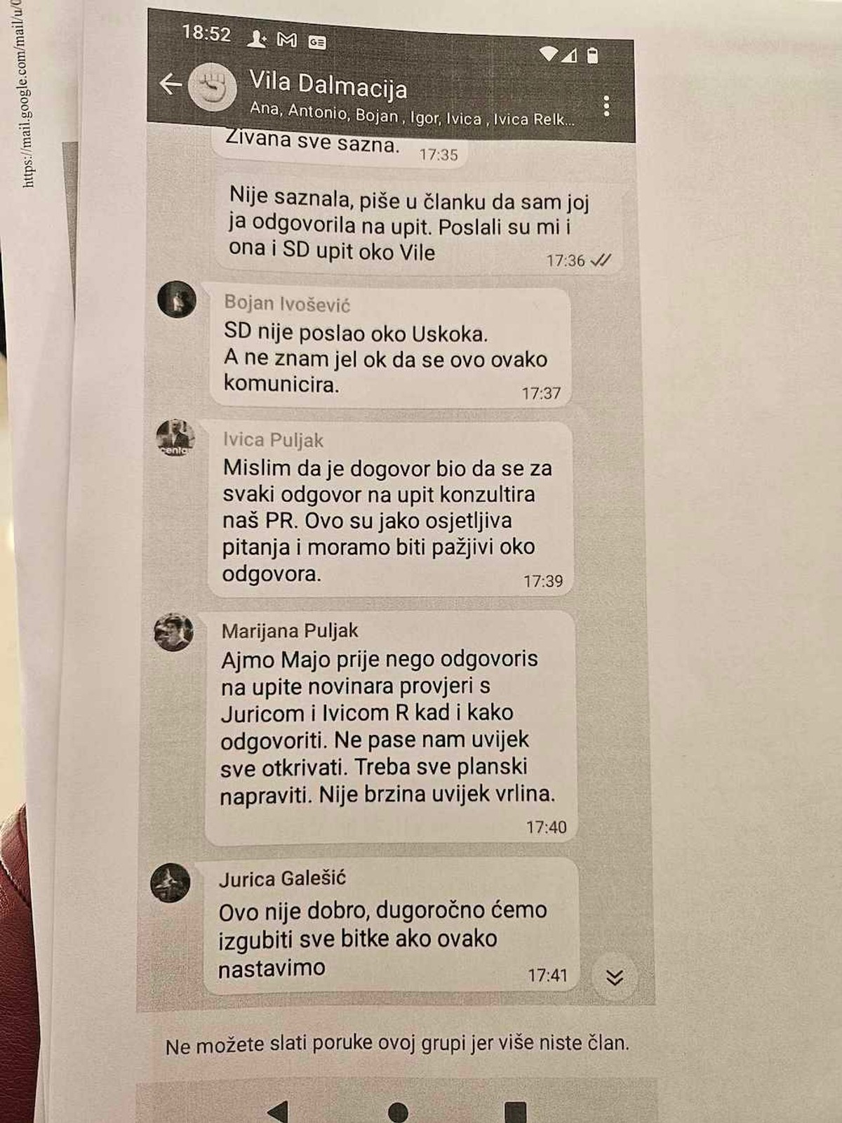 Pročitajte poruke koje su razmjenjivali Puljak, Đerek, Ivošević i Galešić nakon teksta objavljenog na Dalmatinskom portalu