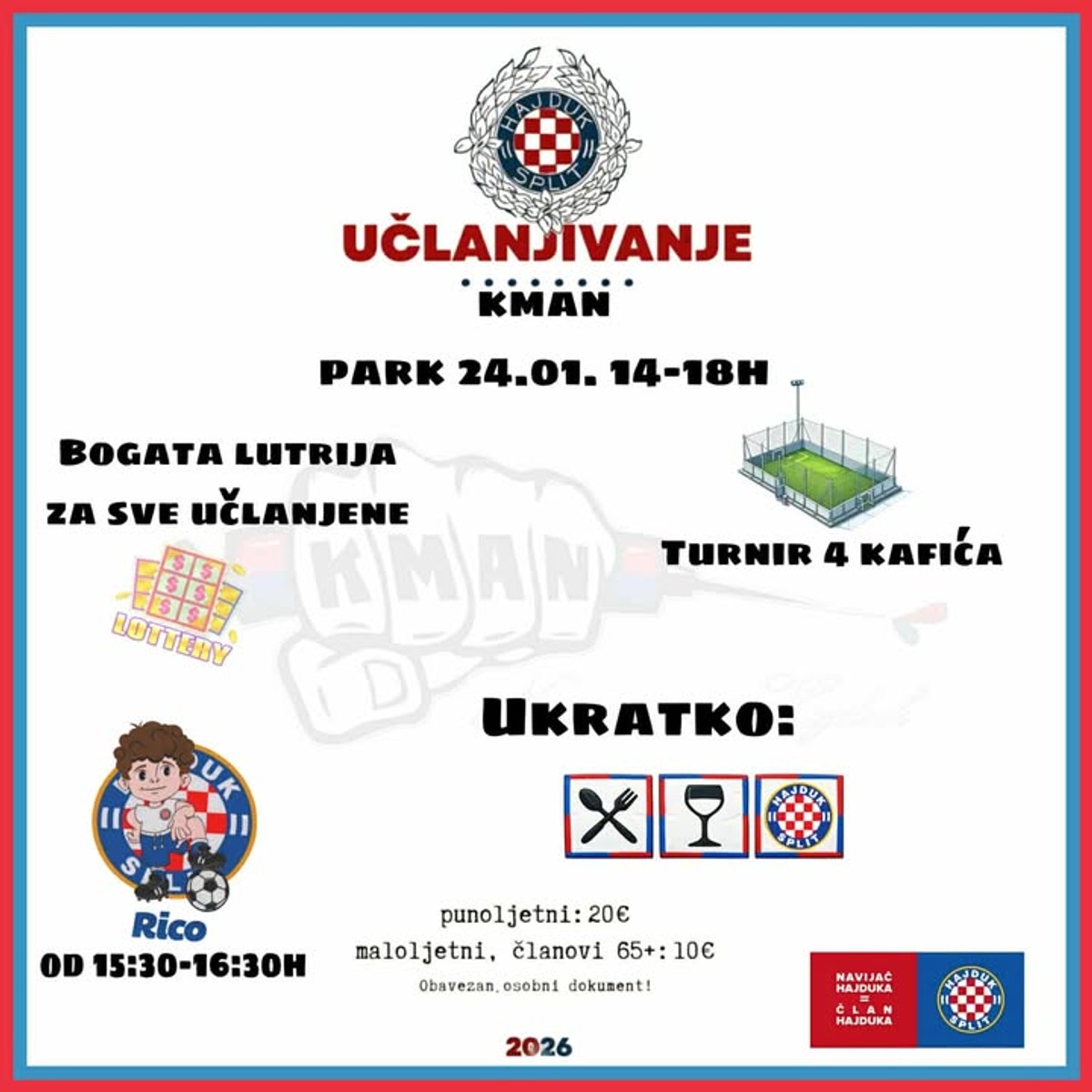 Hajduk stiže na Kman: Učlanjivanje uz turnir i druženje za sve generacije