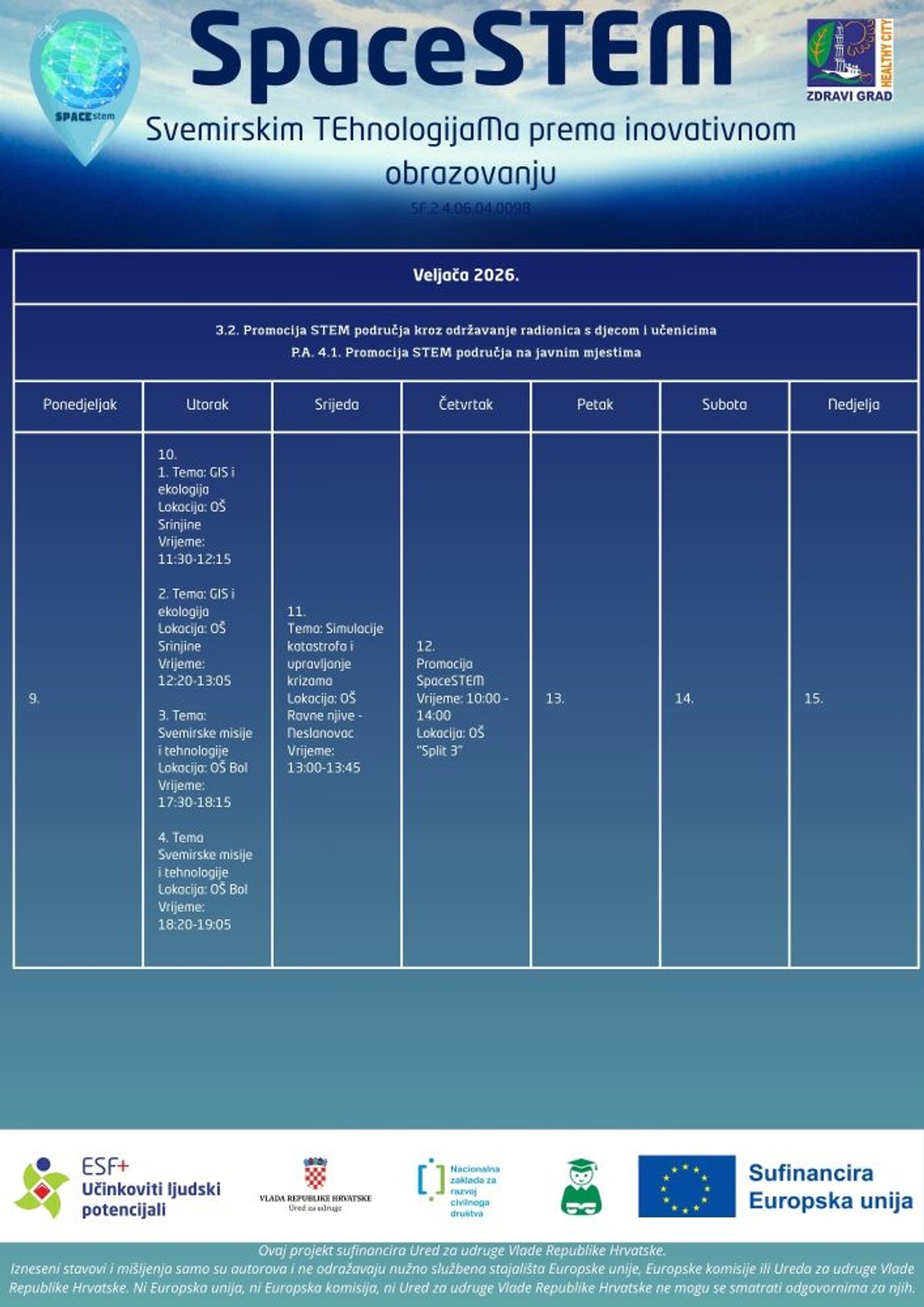 SpaceSTEM: Nove STEM radionice i svemirske teme u veljači!