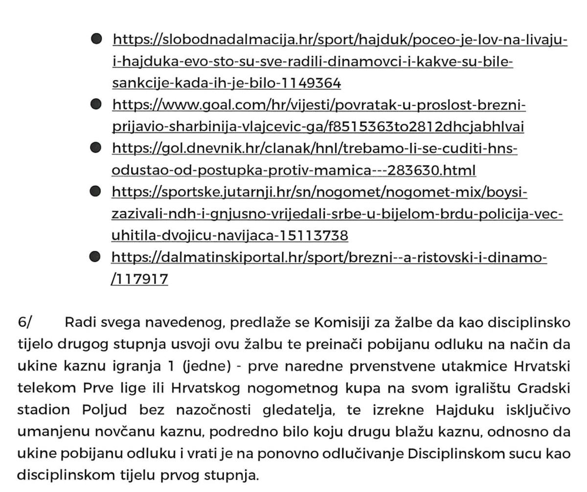 HAJDUK POSLAO ŽALBU: Provjerite što se u njoj navodi... 