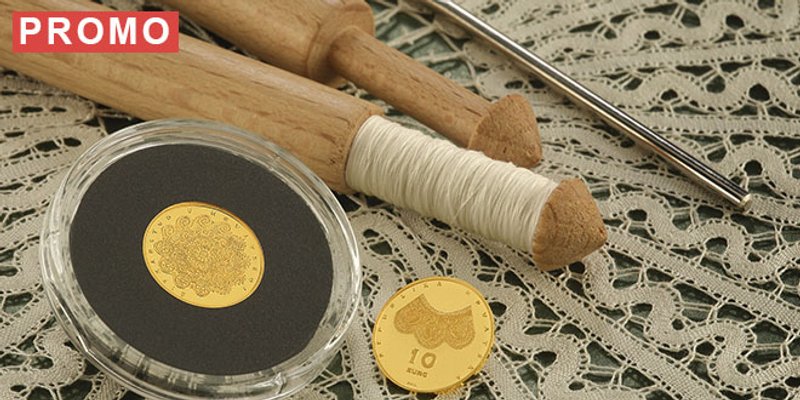 Zlatnik 'Čipkarstvo u Hrvatskoj' 1/16 unce / foto: Branimir Kralj