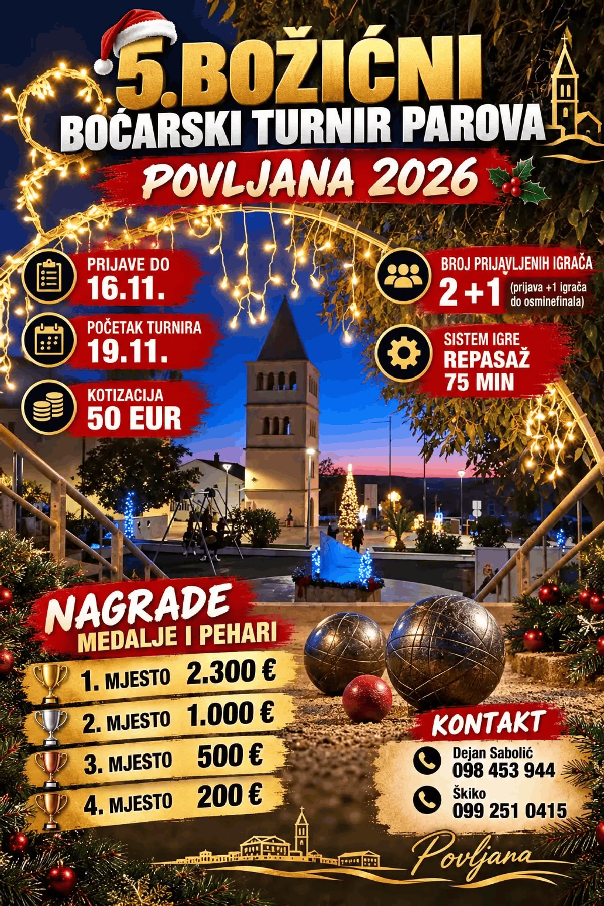 U Povljani se održava 5. Božićni boćarski turnir parova: Nagradni fond iznosi 4.000 eura