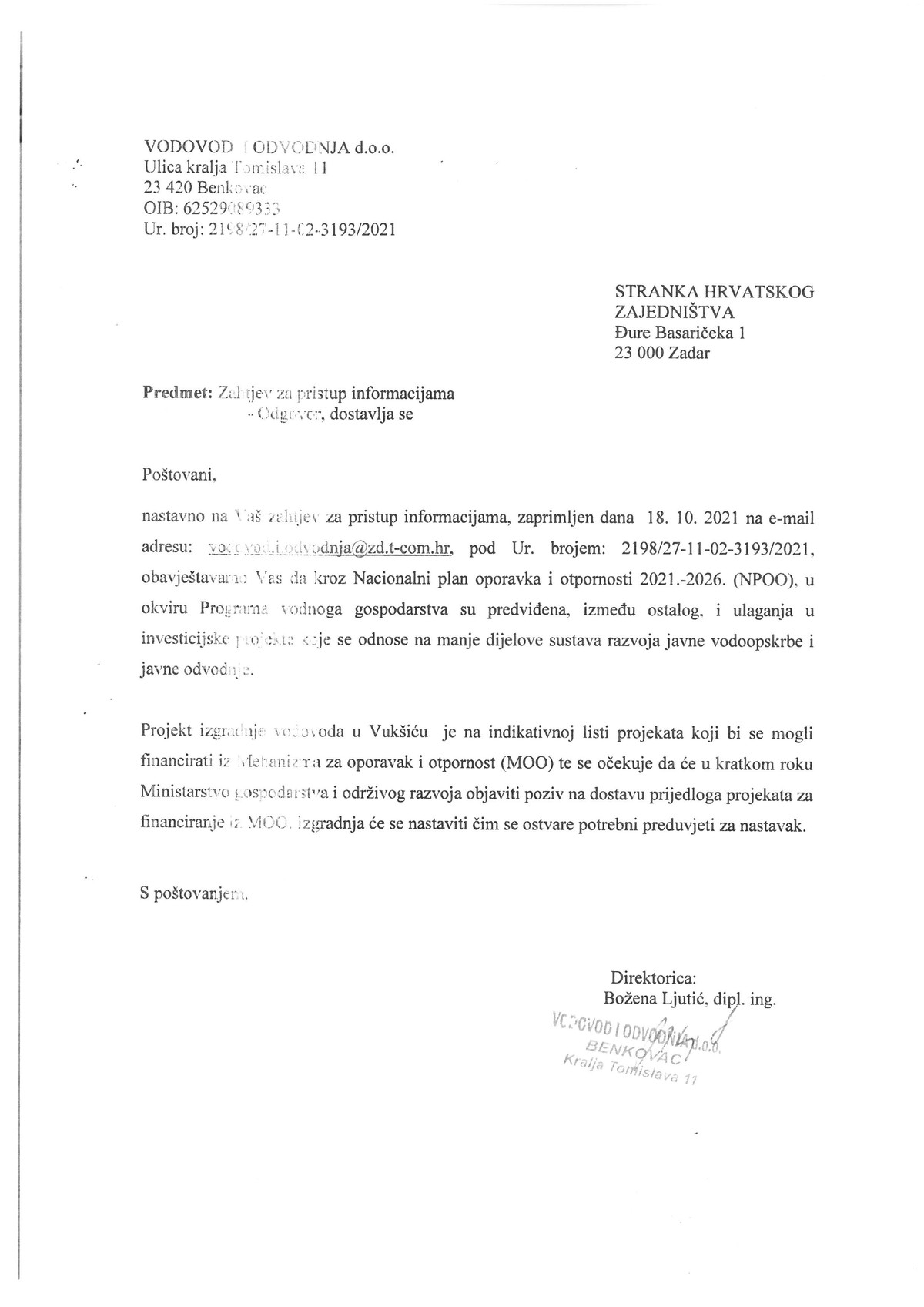Stranka hrvatskog zajedništva: Zašto se stalo s izgradnjom vodoopskrbne mreže za mjesto Vukšić?