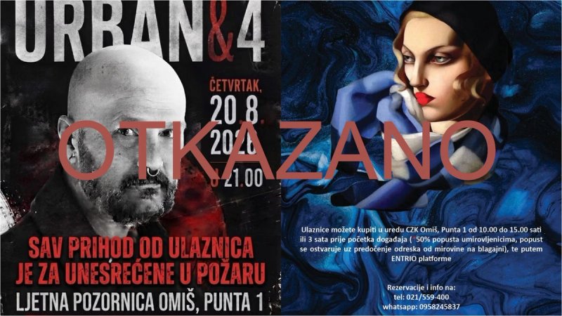 Otkazan Urbanov humanitarni koncert u Omišu