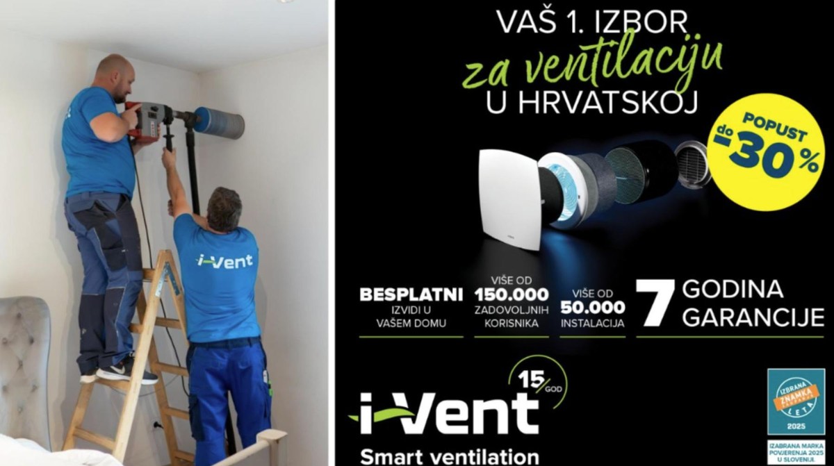 I-Vent – diskretno rješenje za vrhunsku kvalitetu zraka, uz 30 % popusta na ventilaciju s rekuperacijom