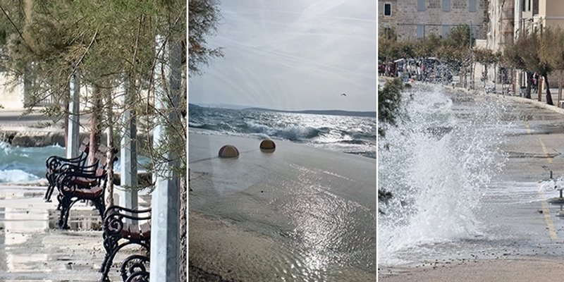 FOTO/VIDEO Jugo poplavilo kaštelansku rivu