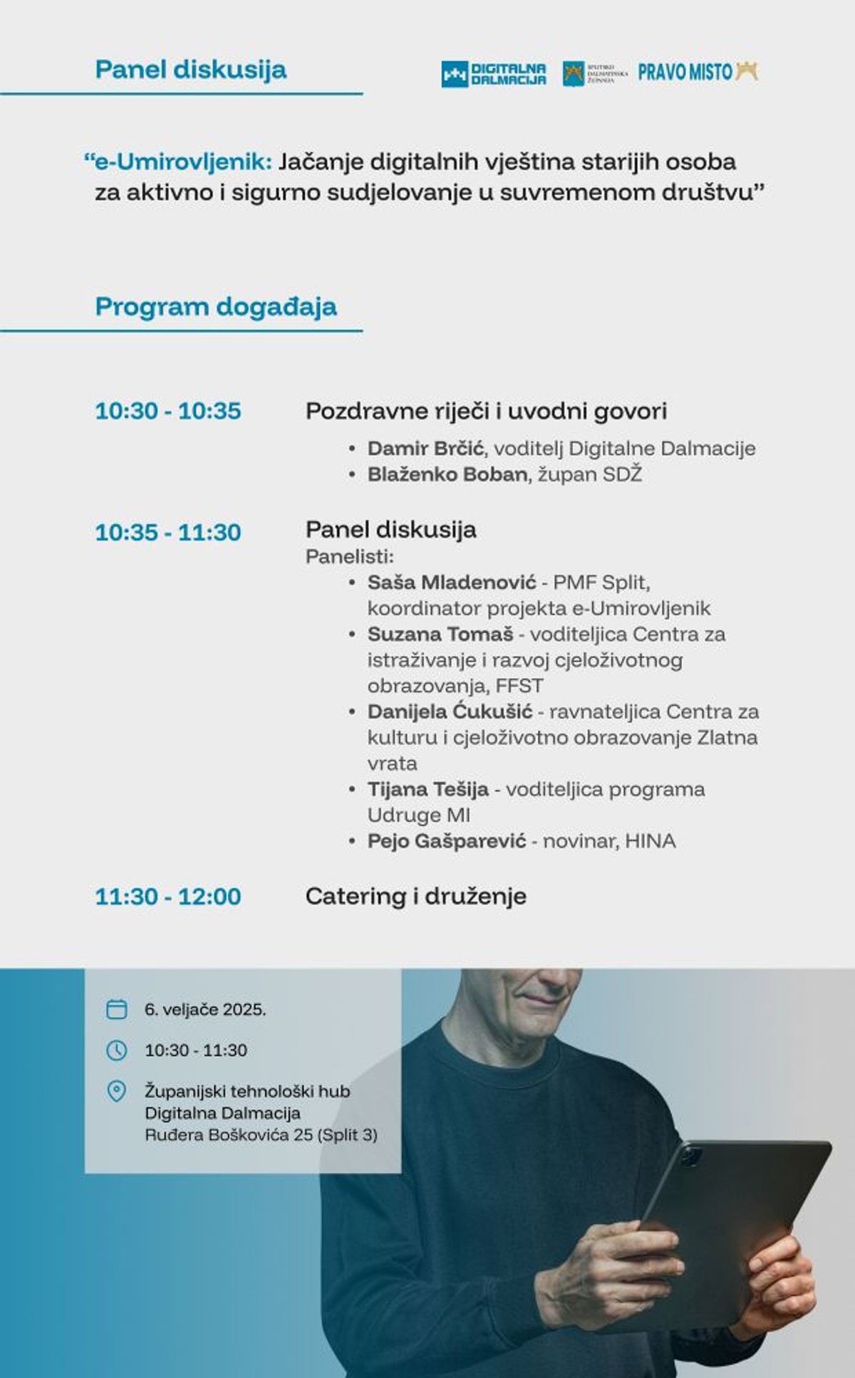 DIGITALNA DALMACIJA: 'e-Umirovljenik: Jačanje digitalnih vještina starijih osoba za aktivno i sigurno sudjelovanje u suvremenom društvu'