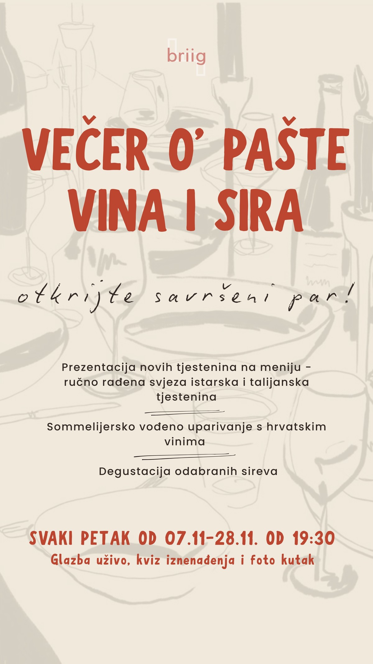 Večer o' pašte, vina i sira