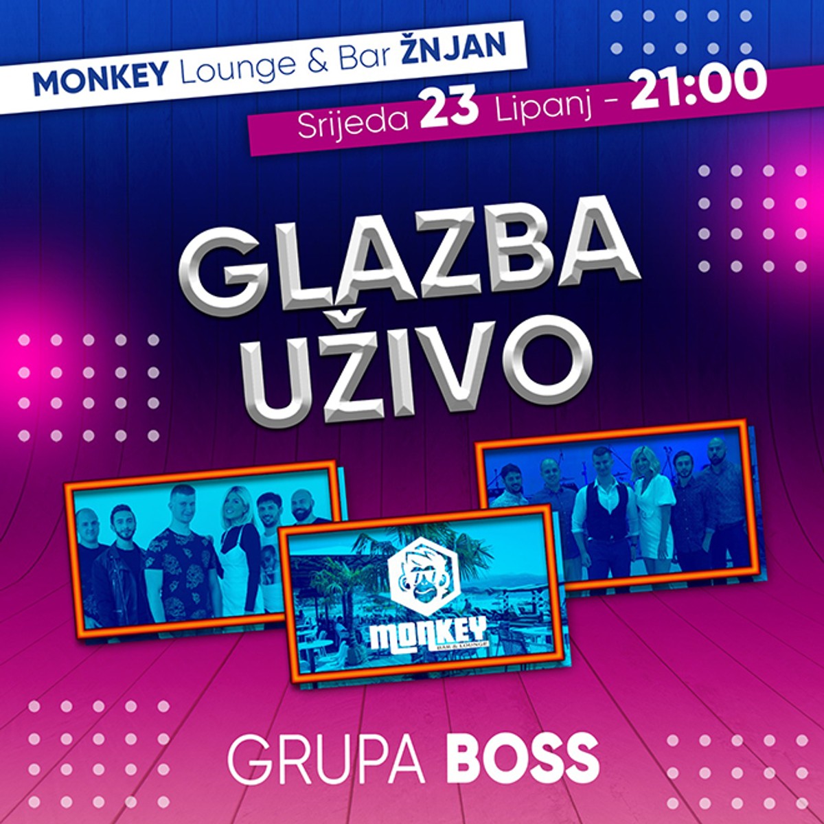 MONKEY BAR Grupa Boss u srijedu, a Kristijan Ordulj u četvrtak garantiraju dobru zabavu!