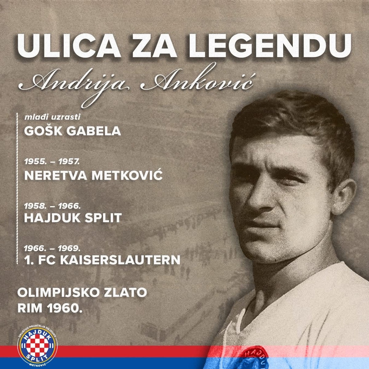 Pokrenuta inicijativa za imenovanje ulice imenom nekadašnje Hajdukove legende