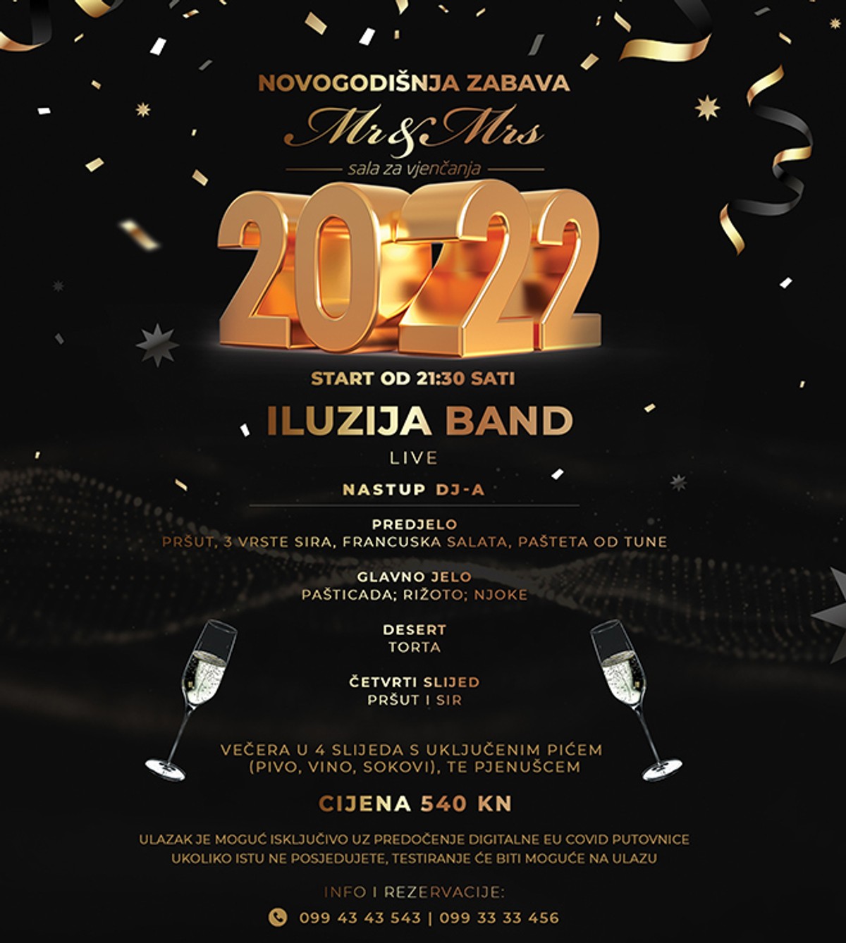 Ostalo je još mjesta za svečani doček Nove godine u sali za vjenčanja Mr. & Mrs.