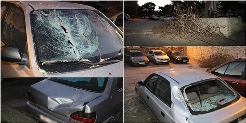 FOTO Olujni vjetar oštetio automobile u Splitu