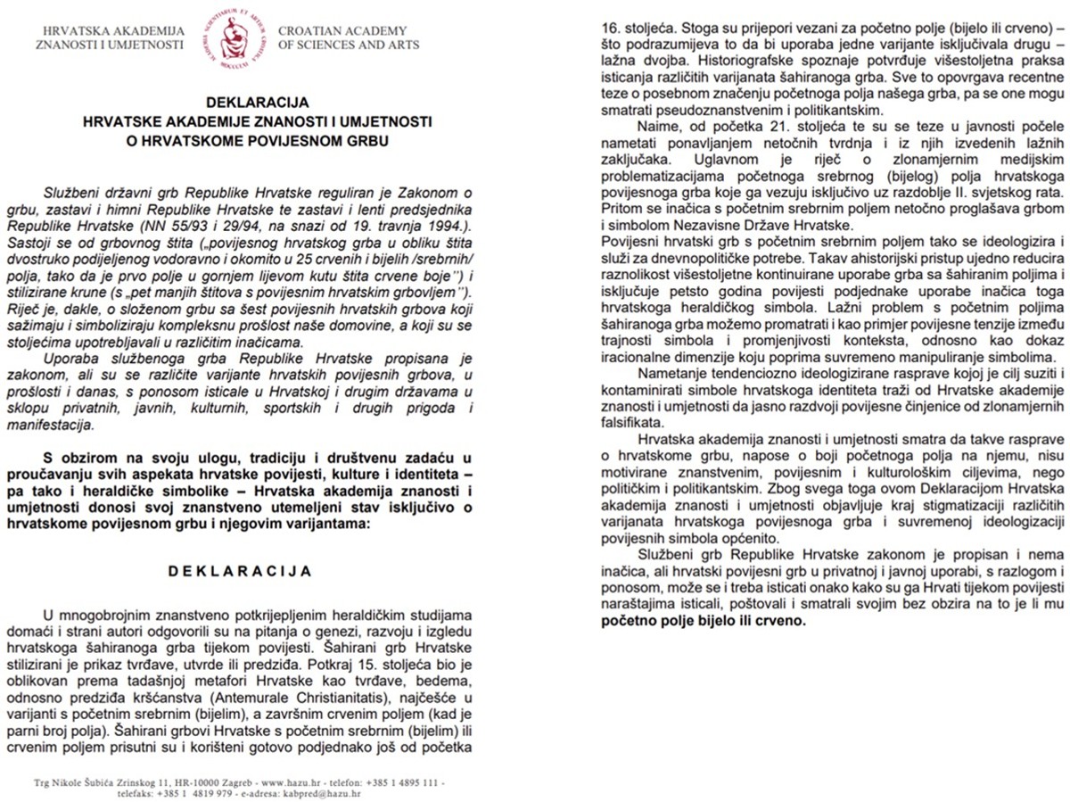 POVJESNIČAR PITA POLITIČARKU: Saborska zastupnice, kako objašnjavate hrvatski grb s prvim bijelim poljem kraj Tita i prvim crvenim uz Pavelića?