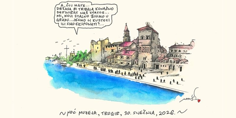 MUZEJ GRADA TROGIRA Darovana karikatura Joška Marušića kao posebna uspomena na Noć muzeja 2026.