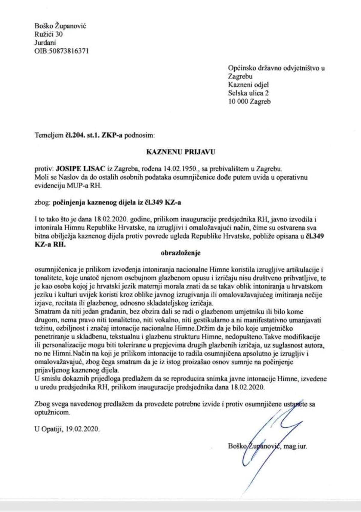 NARUGALA SE HIMNI? Josipa Lisac dobila kaznenu prijavu zbog izvedbe Lijepe naše 