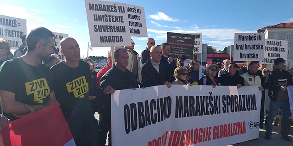 VIDEO: Hod protiv Marakeškog sporazuma okupio je oko 60 prosvjednika