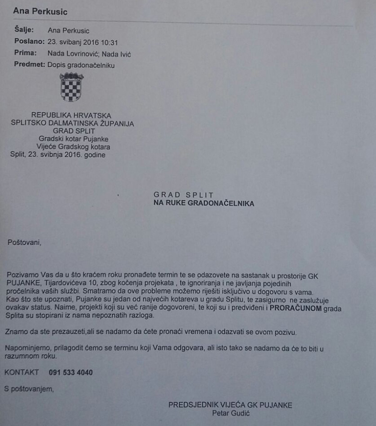 Gudić odgovorio Baldasaru: Gradonačelniče, je li Vas sram što djeca s Pujanki idu u školu kozjim putevima i rade tjelesni među automobilima?