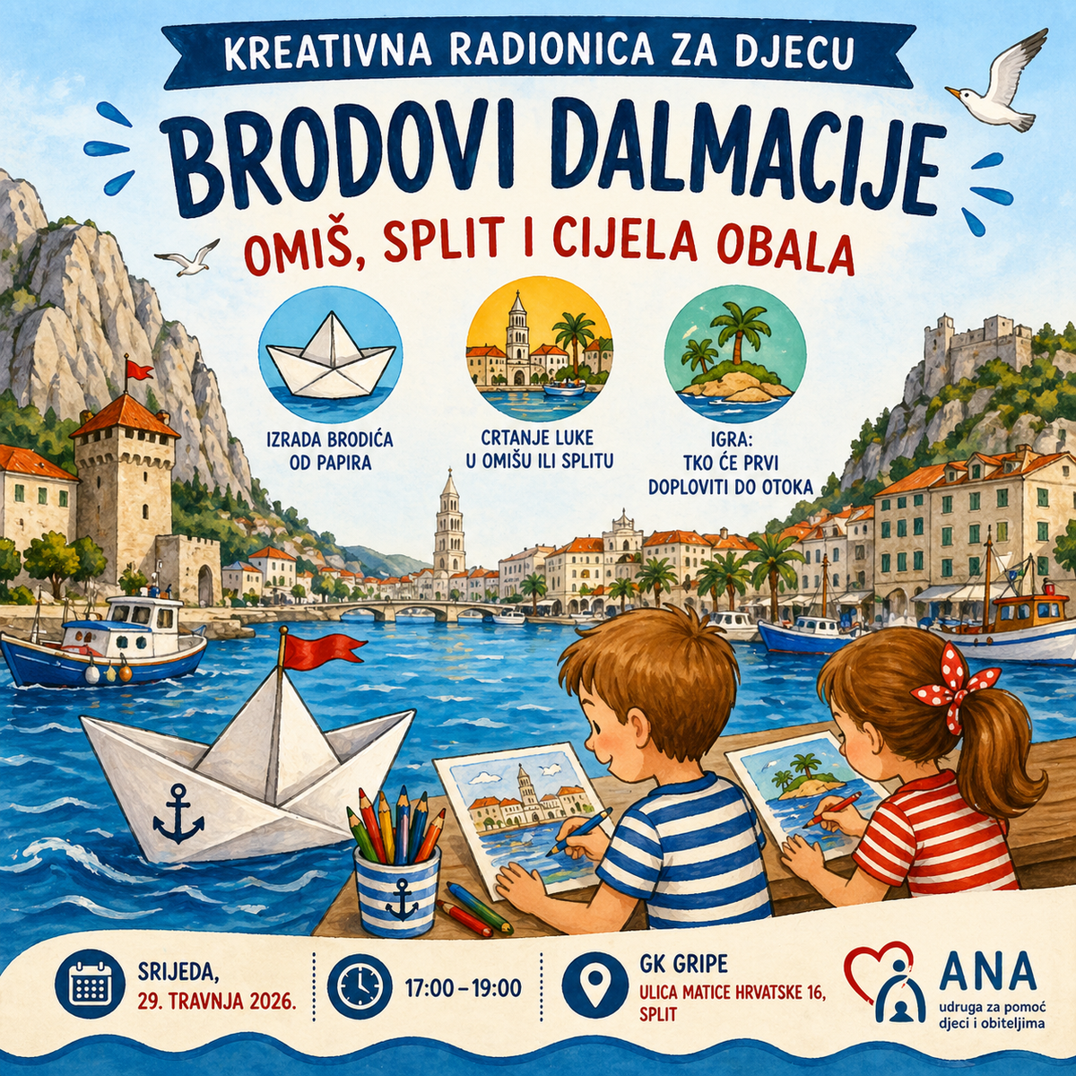 Od tradicije do kreativnog stvaranja: Radionica 'Brodovi Dalmacije' vodi mališane kroz Omiš, Split i obalu